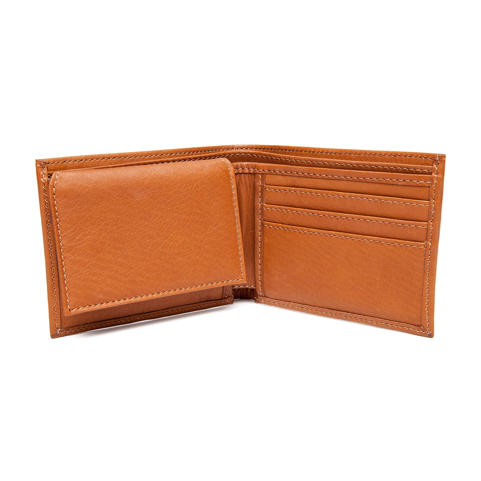 Texas State Seal Leather Bi-Fold Wallet - Saddle