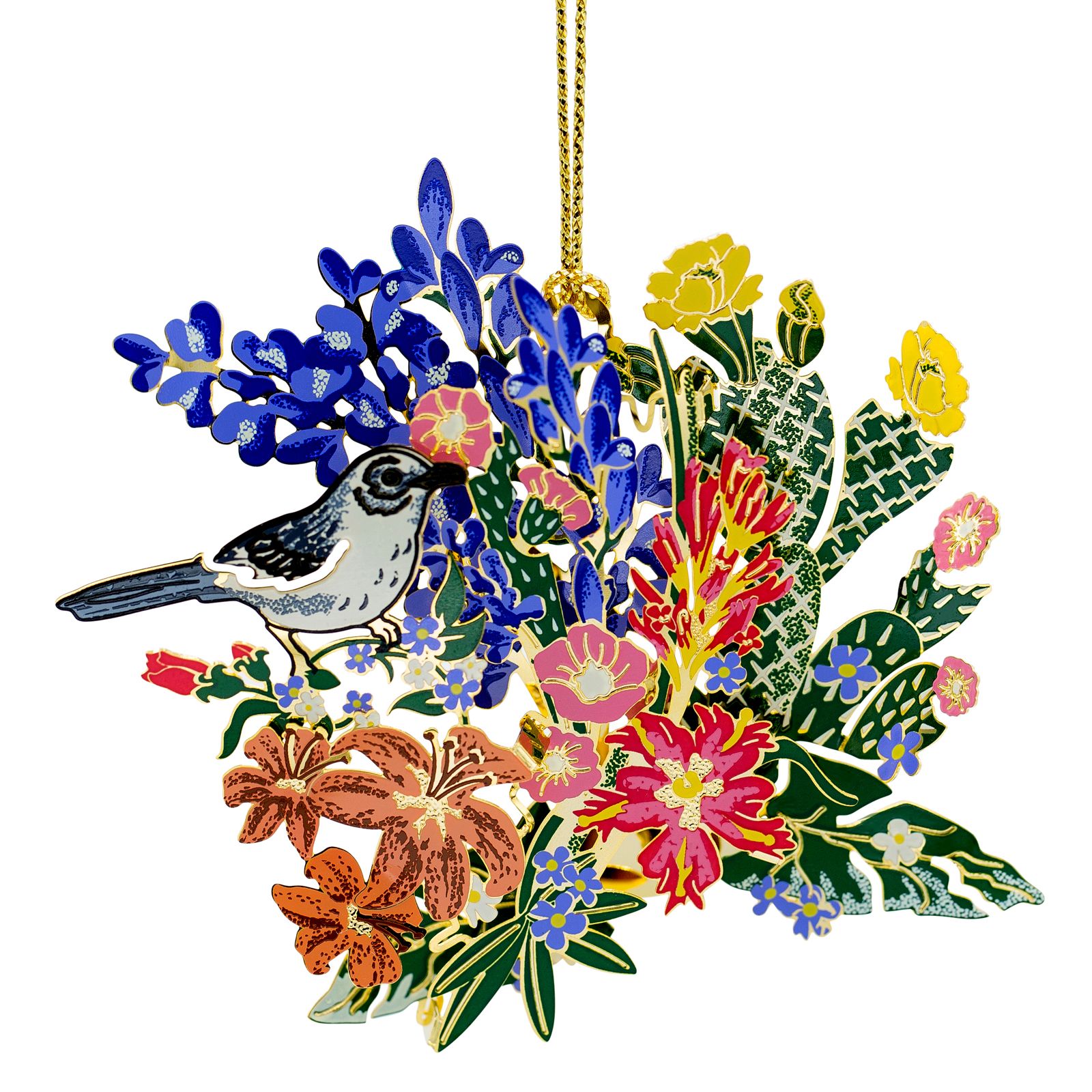 Mockingbird with Wildflowers Ornament | Texas Capitol Gift ...