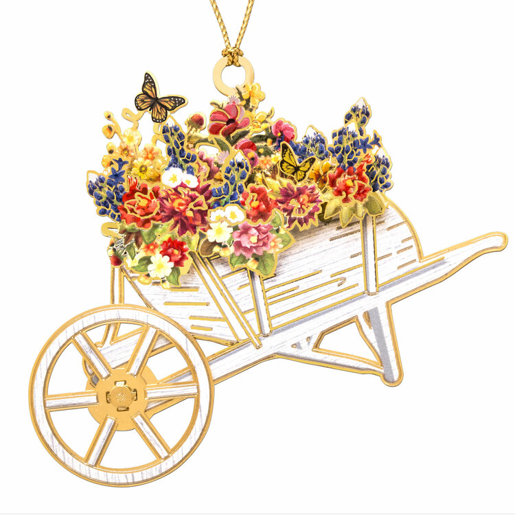 Texas Wildflowers in a Wheelbarrow Ornament